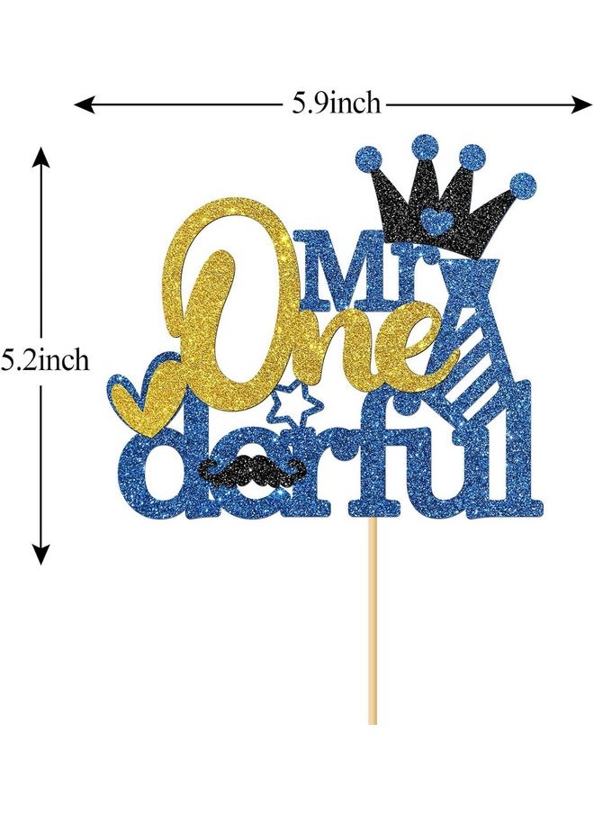 Confetti - Mr Onederful Cake Topper/Baby Shower/Baby Boy 1st Birthday Party Decorations - Blue Glitter (Mr Onederful Blue) - Image 1