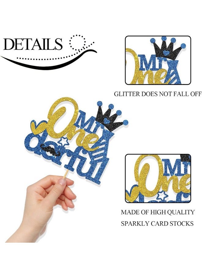 Confetti - Mr Onederful Cake Topper/Baby Shower/Baby Boy 1st Birthday Party Decorations - Blue Glitter (Mr Onederful Blue) - Image 1