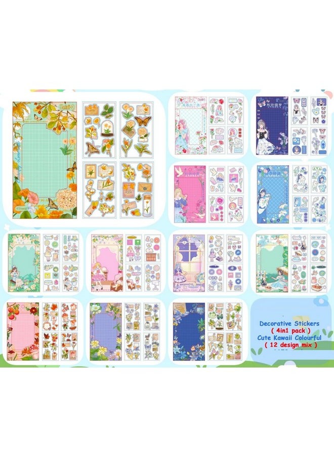TEMSON - TEMSON Kawaii Stickers Set - 48 Sheet DIY 3D Stickers for Girls, Aesthetic Sticker, Self-Adhesive Stickers, Stickers for Journaling, Scrapbooking, Mobile Backcover Sticker for Girls (KQ-248)(Pink) - Image 1