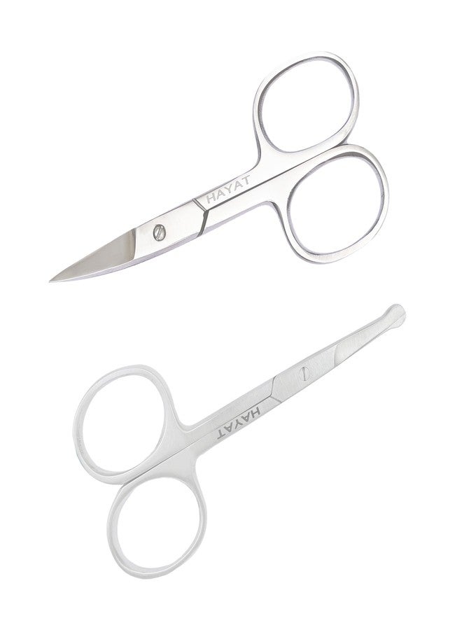 "HAYAT- Eyebrow & Nose Hair Scissors – Precision Curved Stainless Steel Blades, Ergonomic Non-Slip Handles, Safe & Easy Grooming for Men & Women, Perfect for Facial Hair Trimming, Travel-Friendly - Image 1