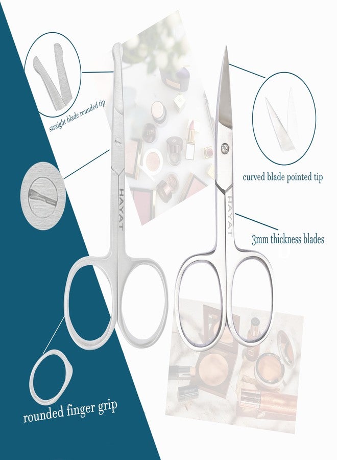 "HAYAT- Eyebrow & Nose Hair Scissors – Precision Curved Stainless Steel Blades, Ergonomic Non-Slip Handles, Safe & Easy Grooming for Men & Women, Perfect for Facial Hair Trimming, Travel-Friendly - Image 3