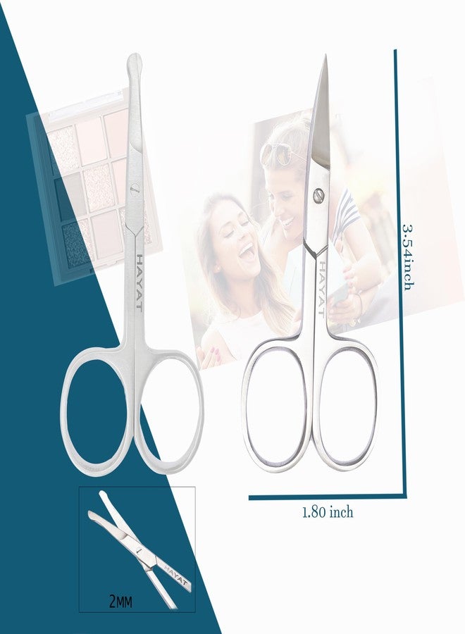 "HAYAT- Eyebrow & Nose Hair Scissors – Precision Curved Stainless Steel Blades, Ergonomic Non-Slip Handles, Safe & Easy Grooming for Men & Women, Perfect for Facial Hair Trimming, Travel-Friendly - Image 2