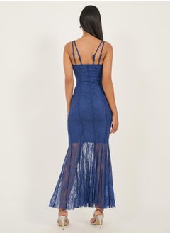 Diva Lace Square Neck Strappy Mermaid Maxi Dress by Styli  - Image 5