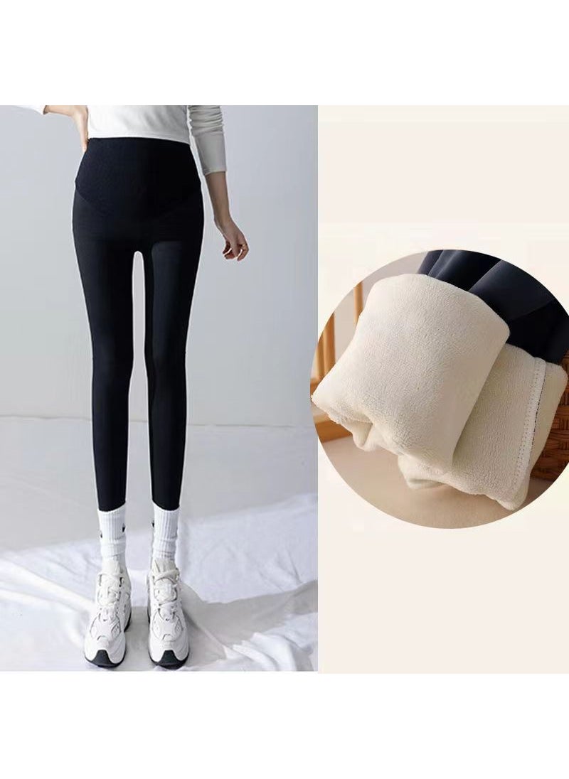 Generic Plus Size Maternity Velvet Leggings Winter Yoga Pants Grey fleece-lined  - Image 2
