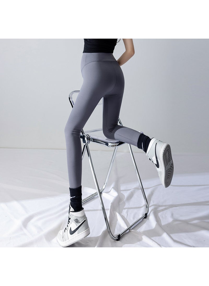 Generic Plus Size Maternity Velvet Leggings Winter Yoga Pants Grey fleece-lined  - Image 3