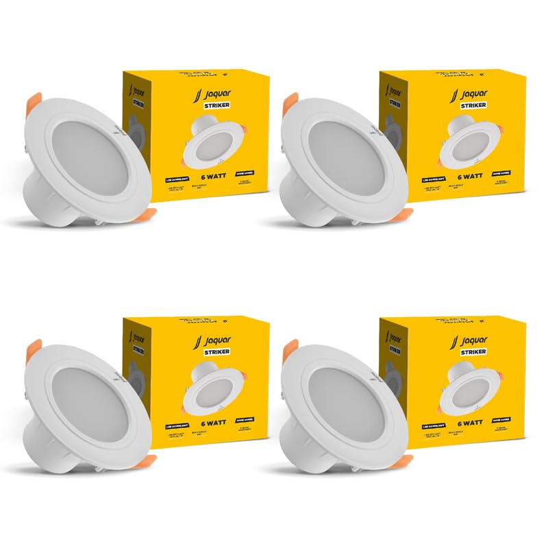 Jaquar 6W Striker Round Downlight | Junction Box LED Downlight | Mood Light for False Ceiling | 83 Cut Out | Neutral White 108 x 62(DXH) MM(Pack 4) - Image 1