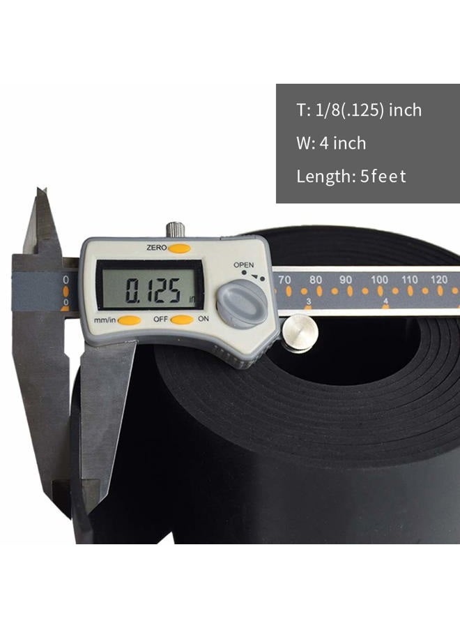 DOBTIM Neoprene Rubber Strips Rolls 1/8 (.125)" Thick X 4" Wide X 5' Long, Solid Rubber Strips Use for Gaskets DIY Material, Supports, Leveling, Sealing, Bumpers, Protection, Abrasion, Flooring, Black - Image 2