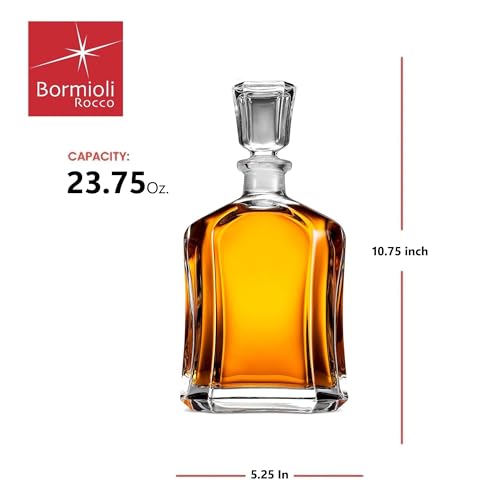 Bormioli Rocco Capitol Glass Decanter, Airtight Geometric Stopper, 23.75 oz Whiskey Decanter for Wine, Bourbon, Brandy, Liquor, Juice, Made in Italy. - Image 2