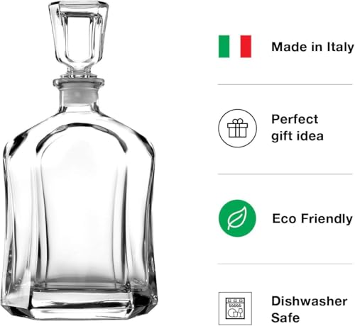 Bormioli Rocco Capitol Glass Decanter, Airtight Geometric Stopper, 23.75 oz Whiskey Decanter for Wine, Bourbon, Brandy, Liquor, Juice, Made in Italy. - Image 5