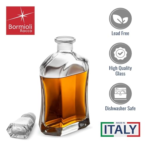 Bormioli Rocco Capitol Glass Decanter, Airtight Geometric Stopper, 23.75 oz Whiskey Decanter for Wine, Bourbon, Brandy, Liquor, Juice, Made in Italy. - Image 3