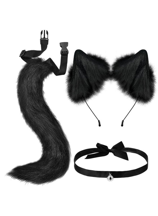 3 Pieces Halloween Cat Costume Set for Women Black Faux Fur Cat Ears Headband Fluffy Long Wolf Tail Neck Choker Cosplay Set for Fancy Dress Party - pzsku/ZCAD980D0ABE3407E4677Z/45/_/1741329959/c25916a0-4880-4d4f-aa98-e500ef701024