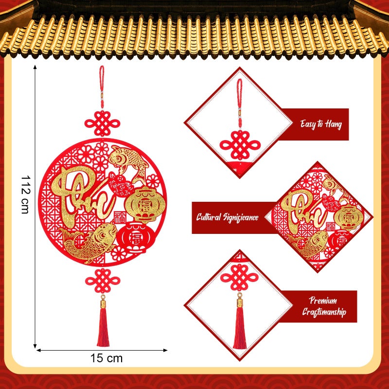 Suncalla 2 Pcs Vietnamese New Year Decorations 2026 TET Viet NAM Decor Hanging Ornaments with Tassel Asian Lunar New Year Festival Pendants for Vietnam Door Sign for Home Door Wall (Round Flower) - Image 2