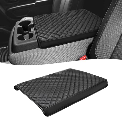 KBH Center Console Armrest Cover for Nissan Titan 20042024 Middle Console Lid Protector Pad Accessories Vinyl Leather AntiScratch Black Fits Jump Seat Console Only - Image 1