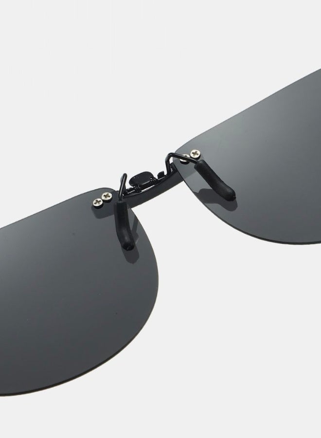 UV400 Polarized Clip-On Sunglasses HD Anti-Glare Lens Non-Flip Design Compact Metal Clip-On Shades for Prescription Glasses Men Women Outdoor Driving Use - Image 4