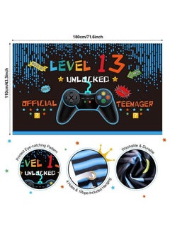 BOAO Video Game Birthday Decorations 8 9 10 11 12 13 14Th Birthday Decorations For Boys Gaming Theme Photo Props Backdrop Banner Teenager Birthday Decoration (Level 13)  - Image 3