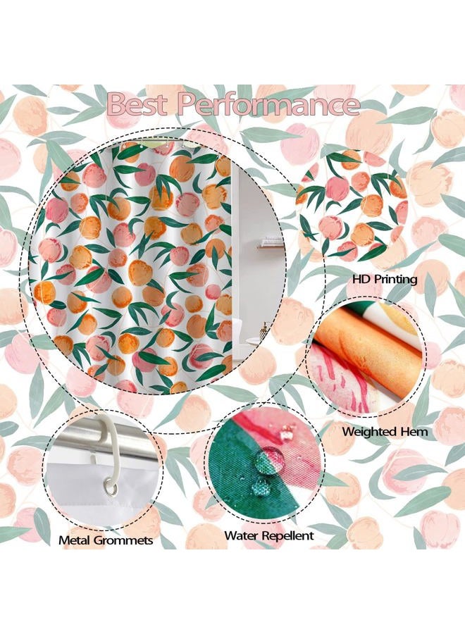 Lifeel Peach Shower Curtain, Allover Fruits Cute Bright Colorful Design Waterproof Fabric Bathroom Curtains Set with 12 Hooks, Peachy Pink 72×72 inch - Image 4