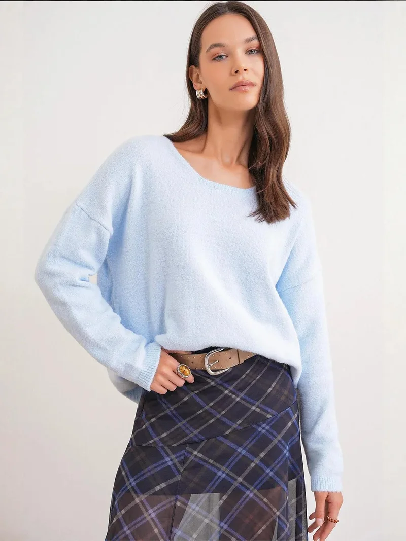 ميكسراي سترة ميكسراي محبوكة بقصة مريحة وياقة دائرية