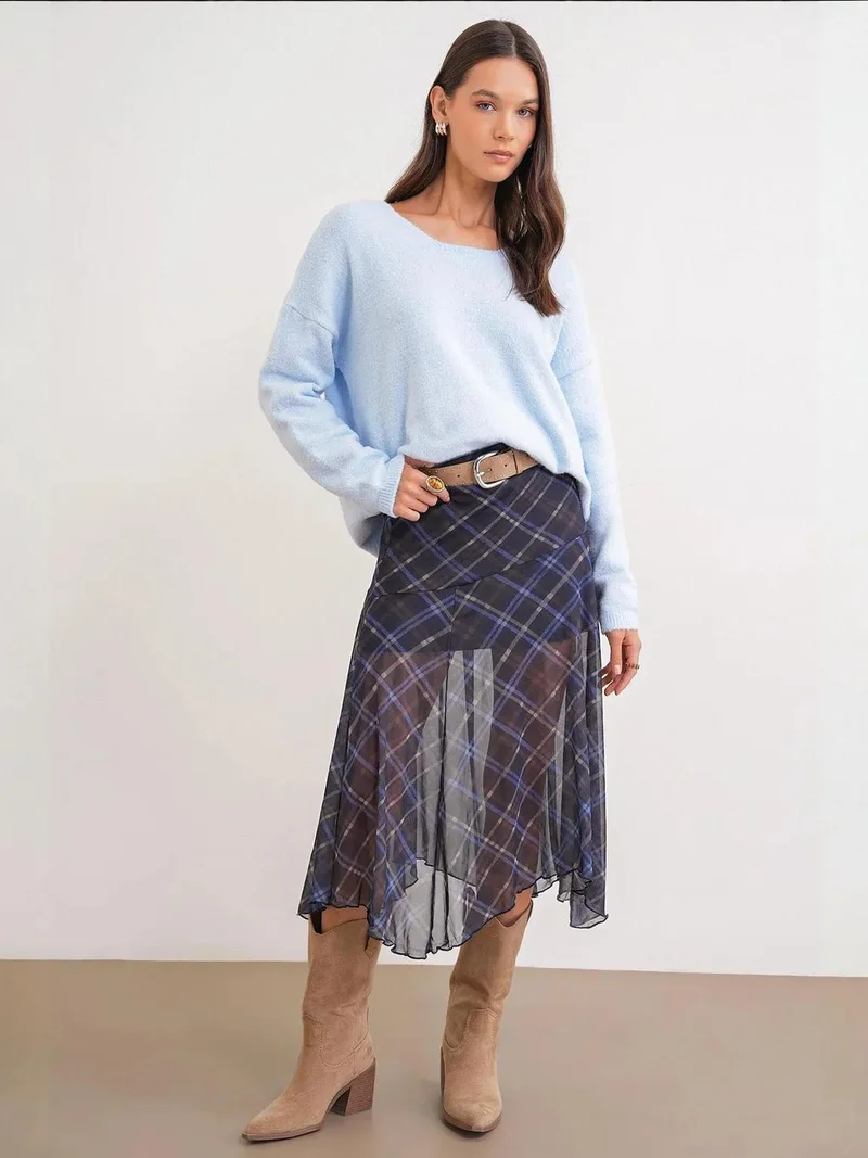 ميكسراي سترة ميكسراي محبوكة بقصة مريحة وياقة دائرية