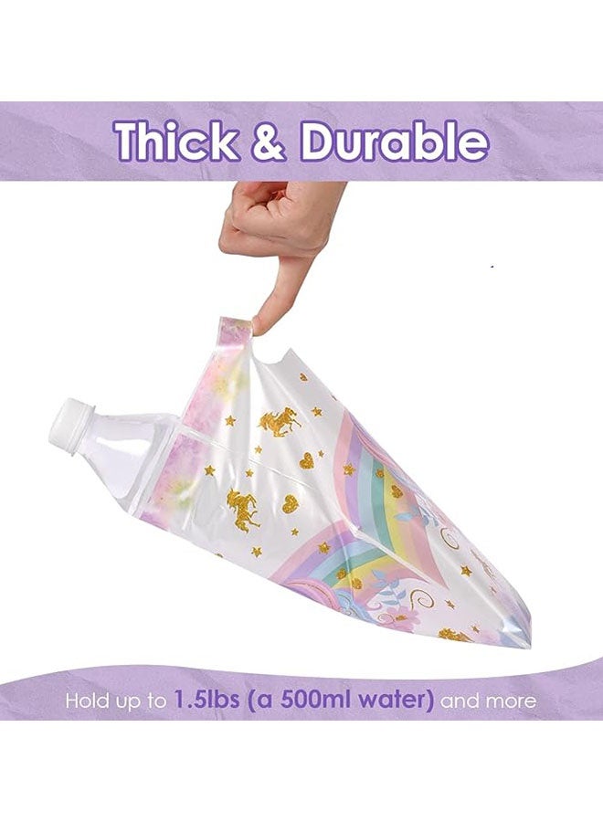 Happy D 50 rainbow unicorn tote bags, plastic gift bags for candy and snacks, party gift fillers, rainbow unicorn-themed candy and snack gift packaging bags, birthday party supplies for teenagers, baptism party supplies and decorations - Image 3