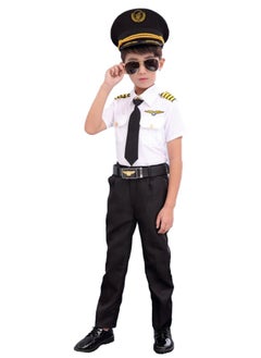 Al Aoyama Airline Pilot Costume for Kids Airline Captain Uniform for Career Day Dress Up  - Image 2