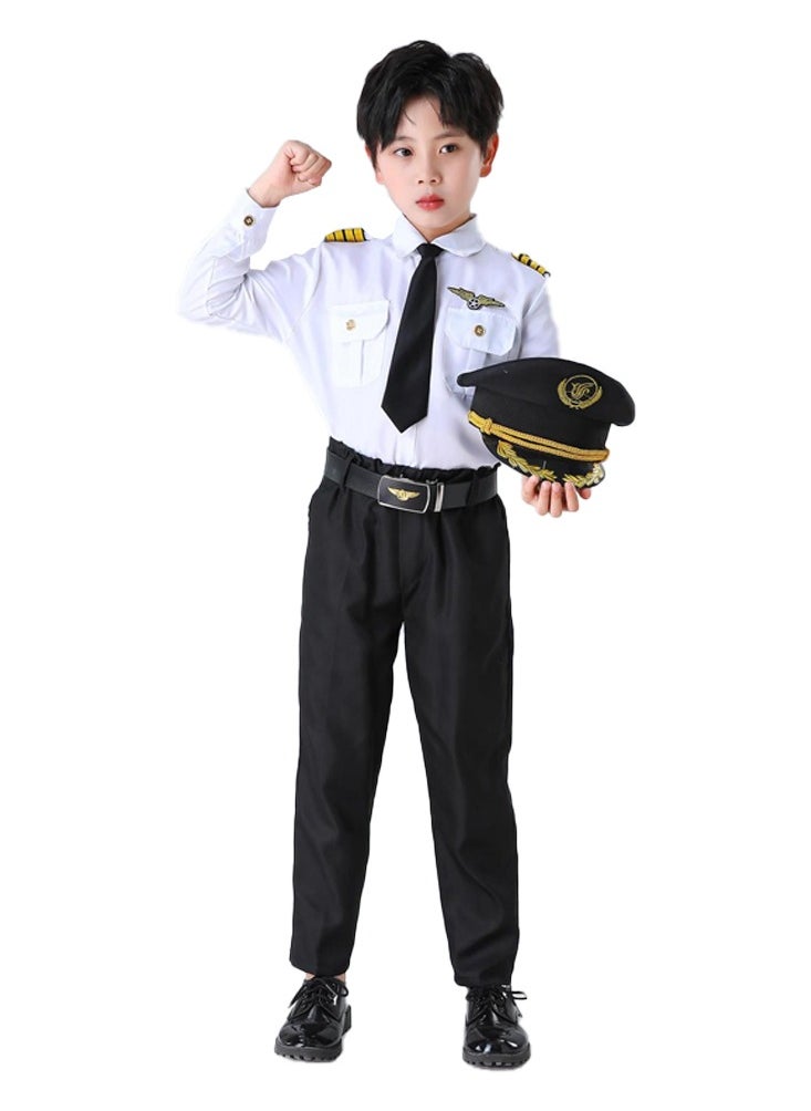 Al Aoyama Airline Pilot Costume for Kids Airline Captain Uniform for Career Day Dress Up  - Image 1