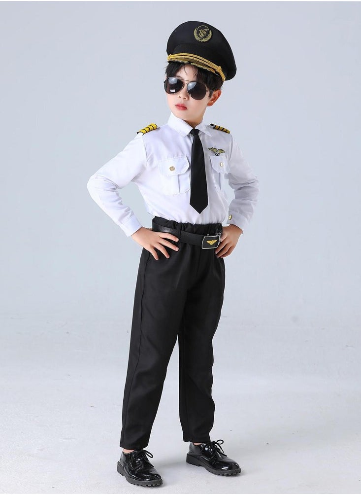 Al Aoyama Airline Pilot Costume for Kids Airline Captain Uniform for Career Day Dress Up  - Image 3