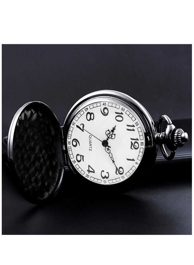 Retro Pocket Watch Classic Smooth Vintage Quartz Pocket Watch Set of 2 Classic Pocket Watch - Image 2