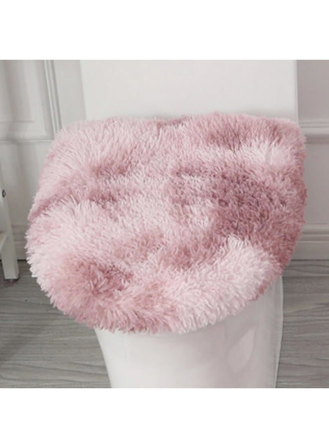 Insun Soft Fluffy Toilet Seat Cover, Washable Absorbent Lid Cover, Adjustable Non Slip Backing for Most Bathroom Toilet Lids Tie-Dyed Mauve Pink 17.7" x 19.7" - Image 1