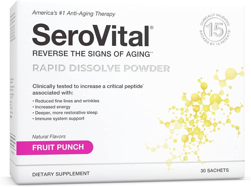 Serovital Rapid Dissolve Powder  AntiAging Supplement for Women Skin Benefits Energy and Better Sleep  30 Day Supply  Fruit Punch - Image 1