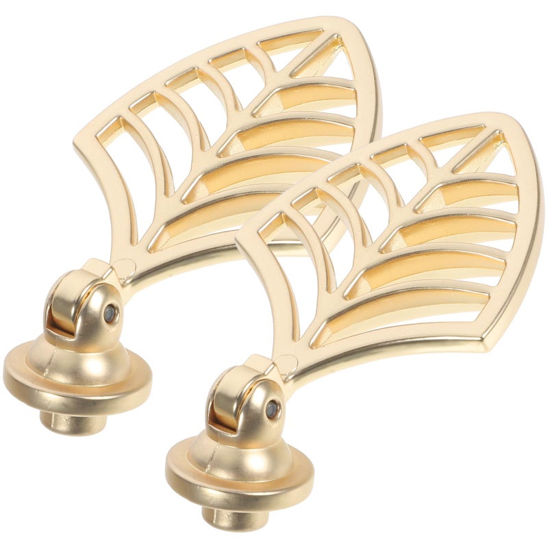 2Pcs Metal Leaf Shape Cabinet Knobs Drawer Pulls Wardrobe Furniture Handles - Image 2
