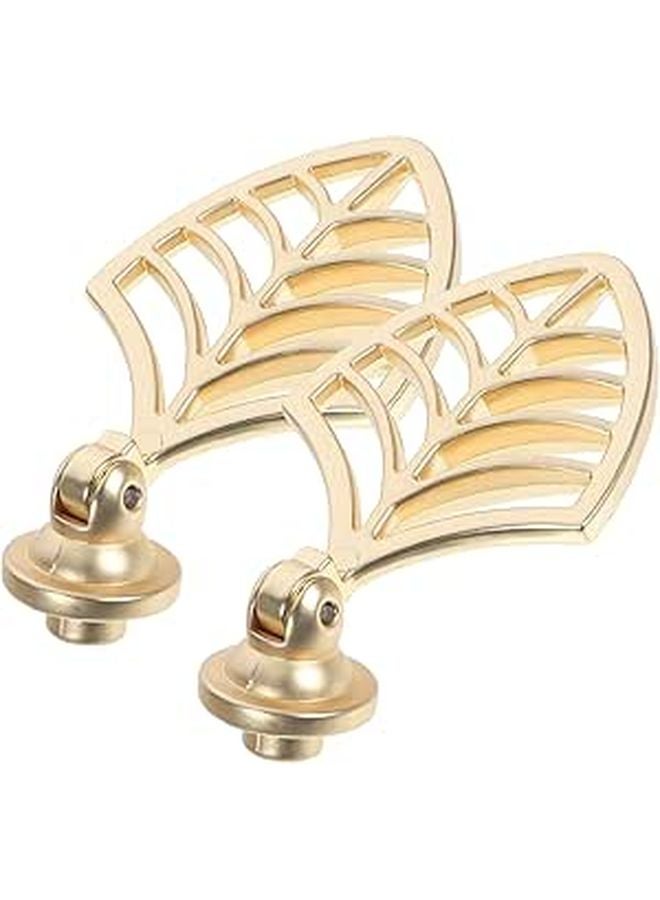 2Pcs Metal Leaf Shape Cabinet Knobs Drawer Pulls Wardrobe Furniture Handles - Image 1