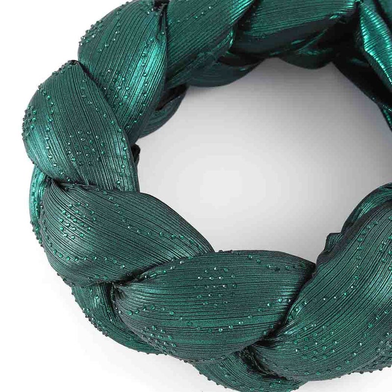 Woeoe African Turban Head Wrap Green Braid Beanie Cap Headwear Crystals Twisted Head Turbans for Women and Girls (Green) - Image 4