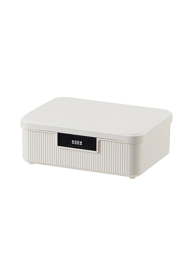 صندوق تخزين قابل للقفل، صندوق منظم بسعة 4.2 جالون بمقفل تركيبي، صندوق بلاستيكي ثقيل، منظم للأغراض متعدد الاستخدامات للمنزل والمكتب (أبيض) - Image 1