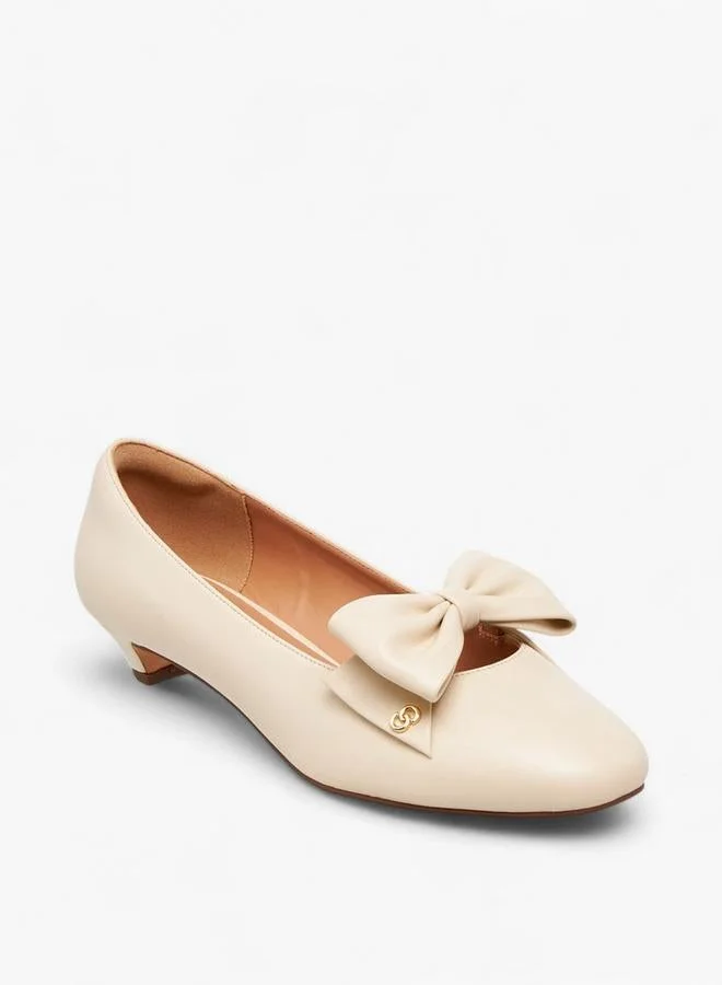 Celeste Women's Bow Accent Slip-On Ballerina Shoes with Kitten Heels