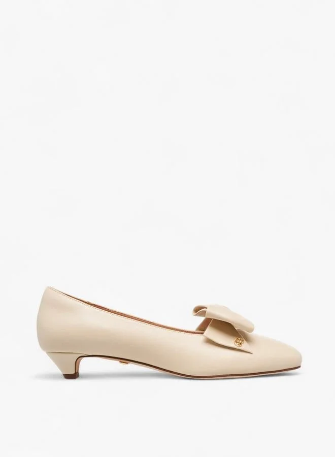 Celeste Women's Bow Accent Slip-On Ballerina Shoes with Kitten Heels