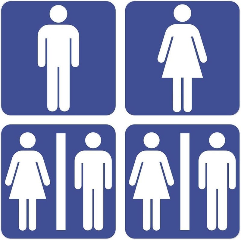 BPA® Men and Women Restroom/Toilet Sign Self Adhesive Peel and Stick Vinyl Sticker 3.94 x 3.94 inches Pack of 4 Pcs - Image 2