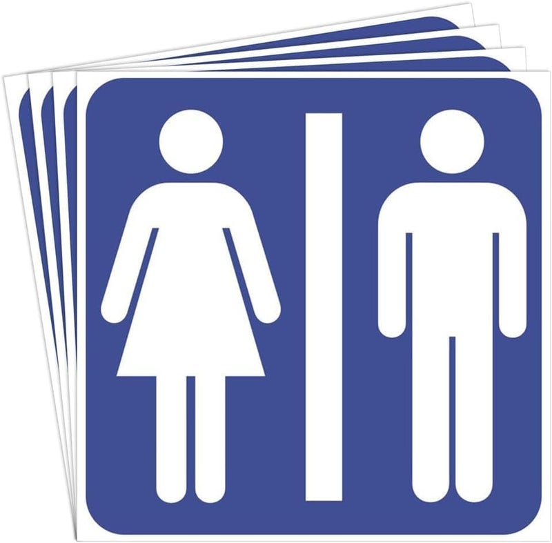 BPA® Men and Women Restroom/Toilet Sign Self Adhesive Peel and Stick Vinyl Sticker 3.94 x 3.94 inches Pack of 4 Pcs - Image 3