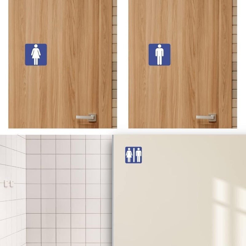 BPA® Men and Women Restroom/Toilet Sign Self Adhesive Peel and Stick Vinyl Sticker 3.94 x 3.94 inches Pack of 4 Pcs - Image 5