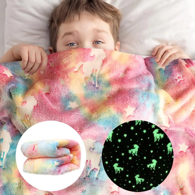 TONY STARK Big Size Unicorn Glow in The Dark Blanket for Kids, 0-15 Years |200x152 Cm| Soft Flannel Fleece Throw, Cozy & Warm All-Season Radium Blanket for Boys & Girls - (Multicolor Unicorns) - Image 5