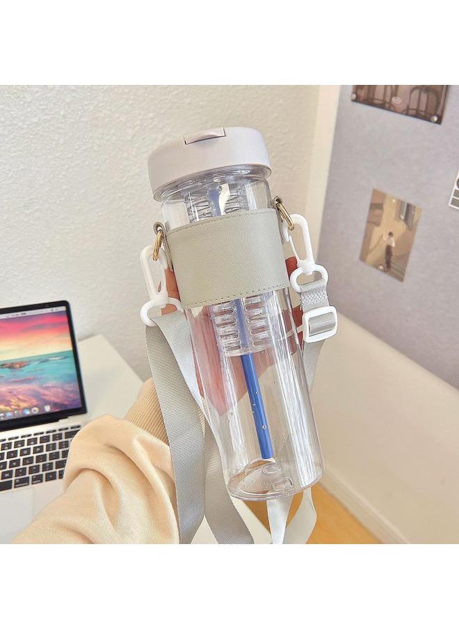 Thoraya Portable Water Bottle with Straw 800ML Drinking Bottles with Shoulder Strap Straw Bottle for Drinking Tea Mug for Outdoor Camping Supplies  - Image 2