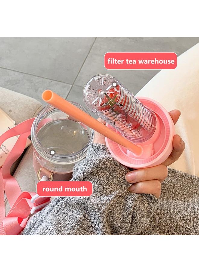 Thoraya Portable Water Bottle with Straw 800ML Drinking Bottles with Shoulder Strap Straw Bottle for Drinking Tea Mug for Outdoor Camping Supplies  - Image 4