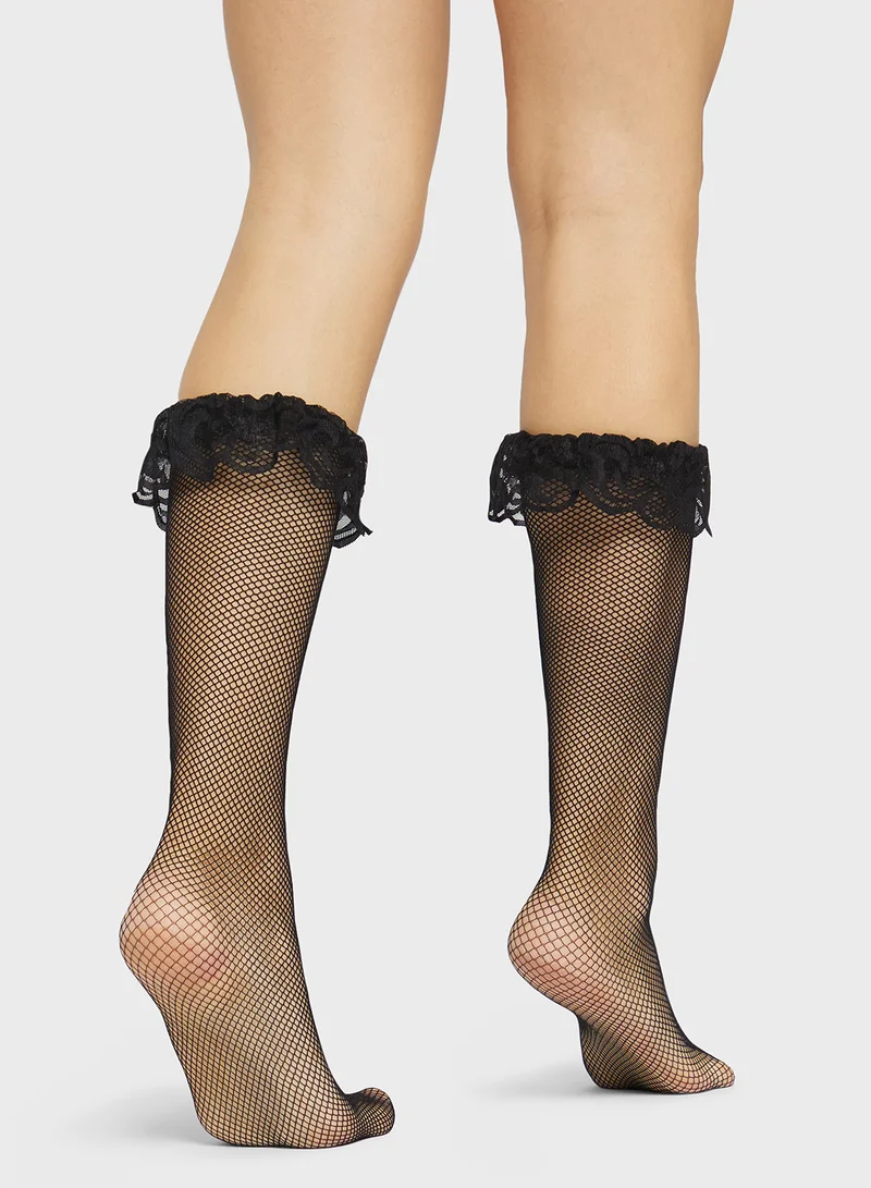 Ginger Over The Knee Mesh Socks