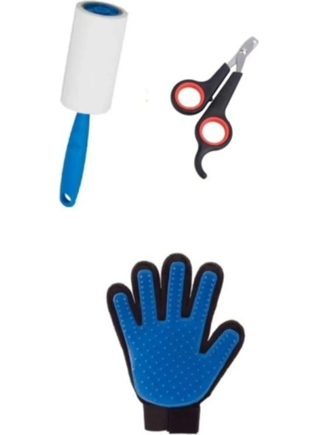 بت كيت 3 Piece Set Cat Combing Glove Cat Nail Clipper Hair Cleaning Roll