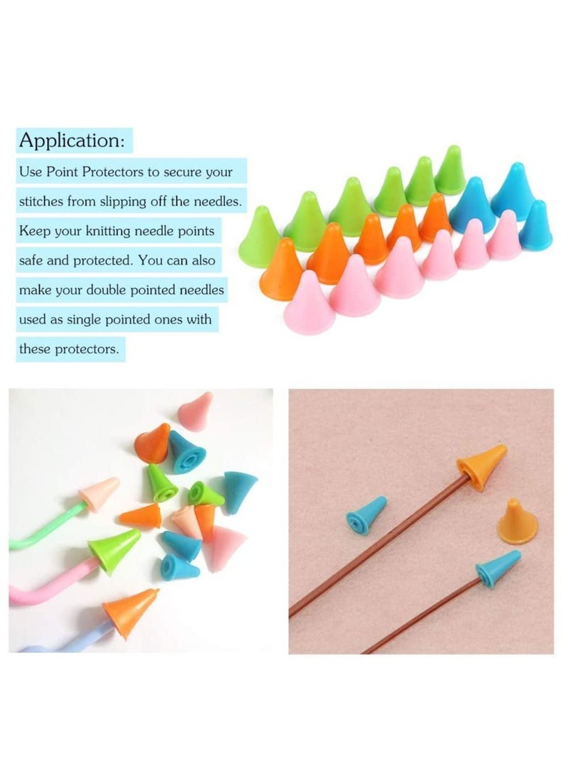 Y&D 20 PCS Knitting Needles Point Protectors Multi-Colored Kit Stoppers with Plastic 2 Sizes(10 Small + 10 Big Cap) Needle Tip for Craft - Image 3
