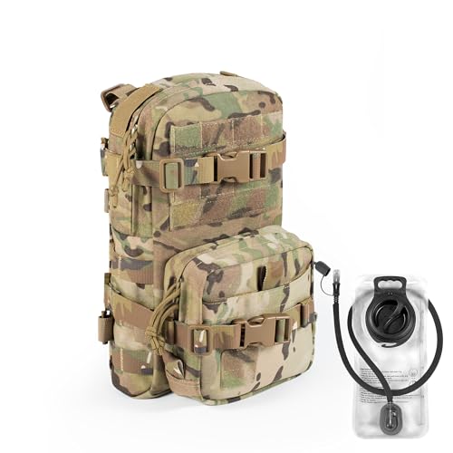 CLTAC Small Tactical Backpack MOLLE Hydration Pack Outdoor Water Bladder Carrier Pack for Vest with IFAK Med Pouch and 1.5L Bladder - Image 1