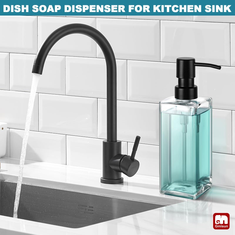 GMISUN Glass Soap Dispenser with Stainless Steel Pump, Clear Hand Soap Dispenser for Bathroom, 12 fl oz/350ml Refillable Dish Dispenser for Kitchen, Modern Liquid Soap and Lotion Bottle for Countertop - Image 4