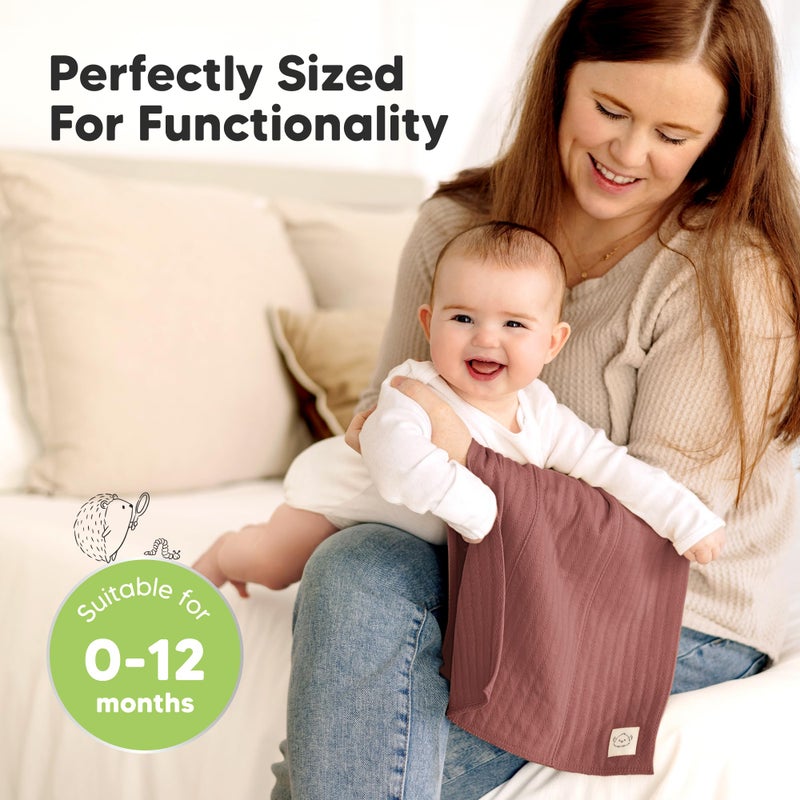 KeaBabies Organic Cotton Burp Cloths Baby Girl, Boy - 6-Pack Large Burping Clothes for Babies, Spit Up Rags, Super Soft & Absorbent Newborn Wash Towels, Gender Neutral, Non-Shrink (Stria, Rosewood) - Image 5