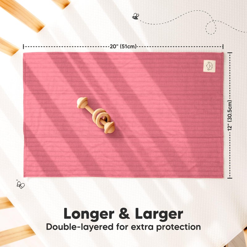 KeaBabies Organic Cotton Burp Cloths Baby Girl, Boy - 6-Pack Large Burping Clothes for Babies, Spit Up Rags, Super Soft & Absorbent Newborn Wash Towels, Gender Neutral, Non-Shrink (Stria, Rosewood) - Image 3