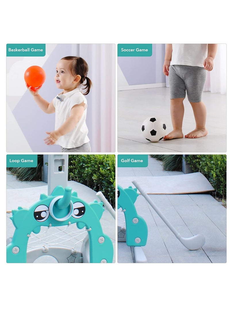 ALCOACH KIDS WONDER 4 in 1 Kid Basketball for Kids, Multi Activity Sports with Basketball Hoop, Football & Golf & Ring Toss Game Sets, Adjustable Height Toy Sports Activity Center for Indoor & Outdoor(Ultra M  - Image 3