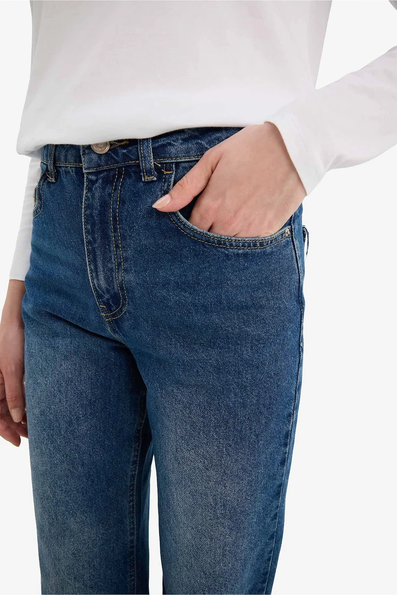 Defacto  100% Cotton Straight Wide High Waist Jeans for Women | Best Price UAE